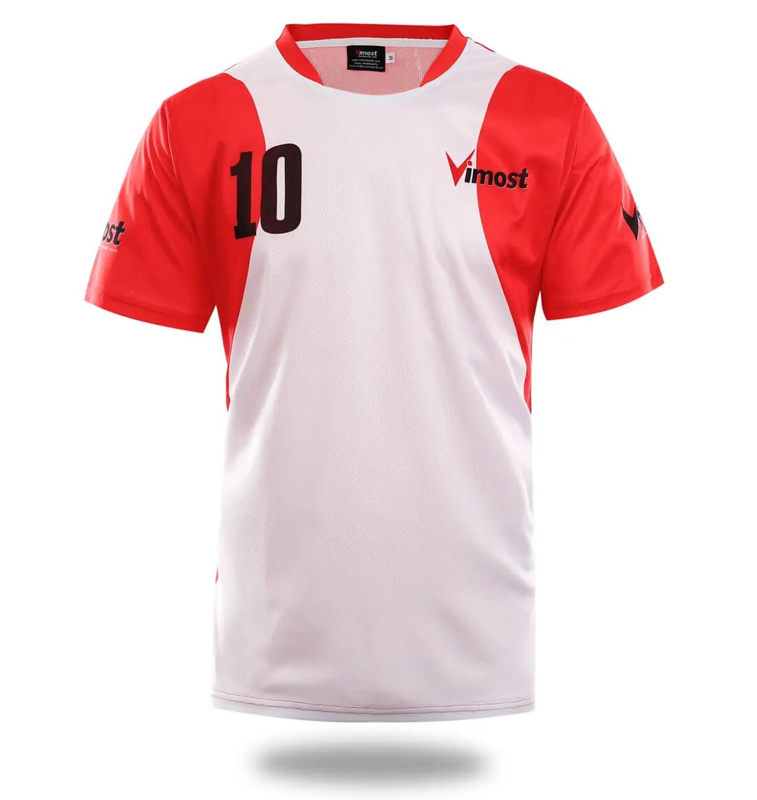 Custom White Red Soccer Jersey by Vimost Sportswear