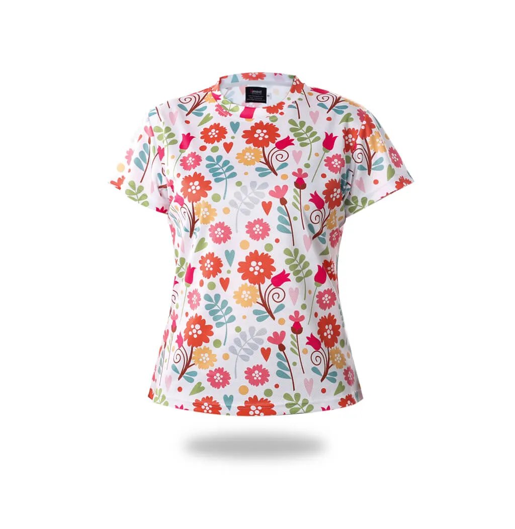 Women Floral Pattern Sublimation T-Shirt by Vimost Sportswear