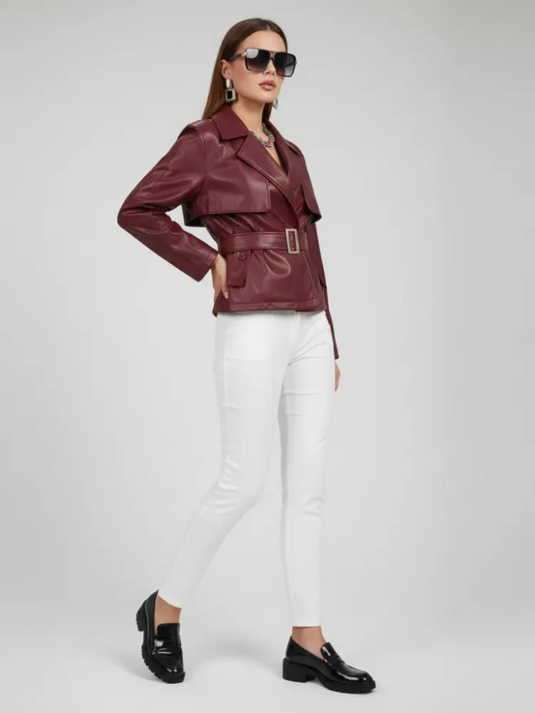Women's Collared Zip Jacket BURGUNDY - RED HOOK: New Collection COUTURE in BROOKLYN - BYMANYC ® New York by BYMANYC ® New York