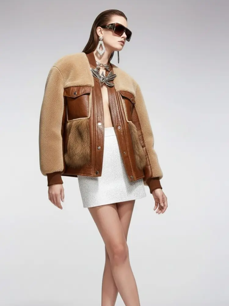 Women's Leather Fur Hybrid Jacket SOHO New Collection Couture in Manhattan BYMANYC ® New York by BYMANYC ® New York
