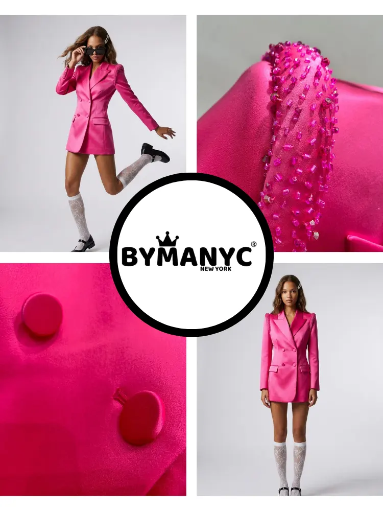 Women's Luxury Pink Satin Blazer SOHO MAGENTA New Collection Prêt-à-Porter BYMANYC ® New York by BYMANYC ® New York