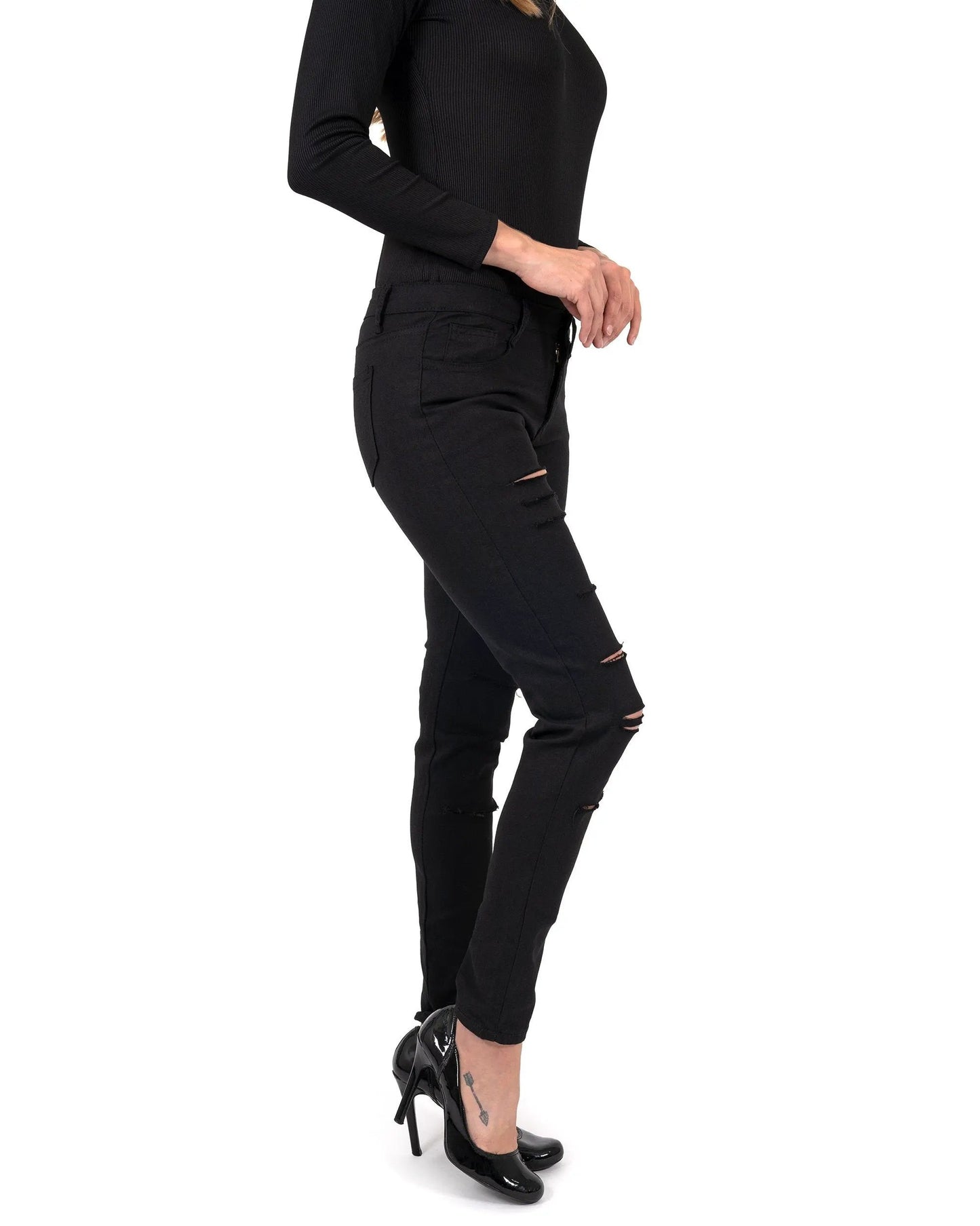 Clifton Ripped High Waist Skinny Jeans by Savoy Active