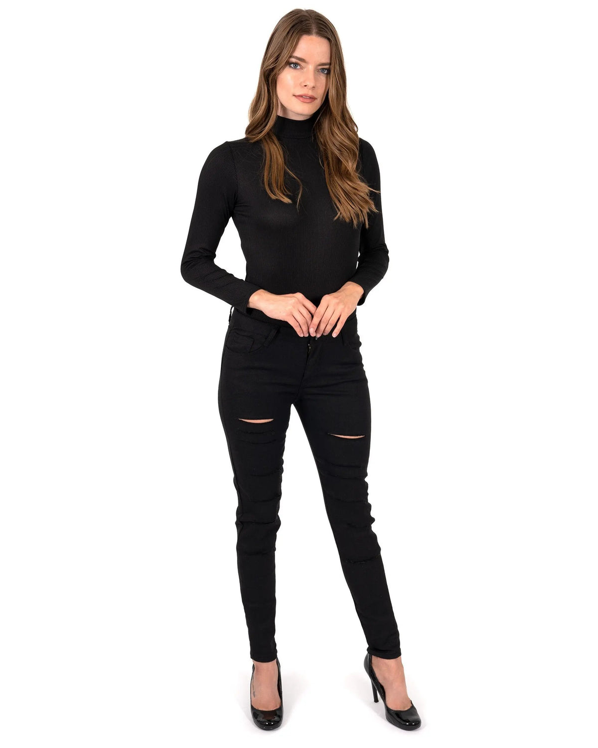 Clifton Ripped High Waist Skinny Jeans by Savoy Active