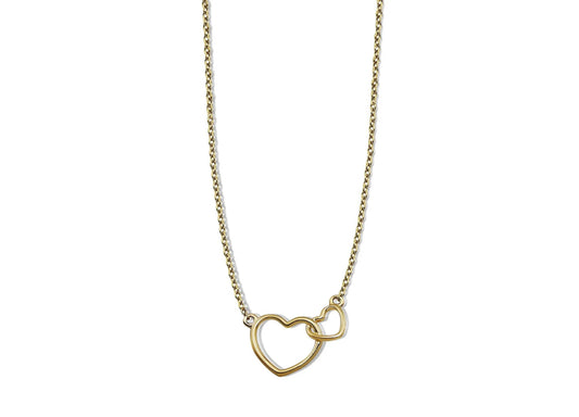 Ketting Twee Hartjes Goudkleur XN005G by Jwls4u