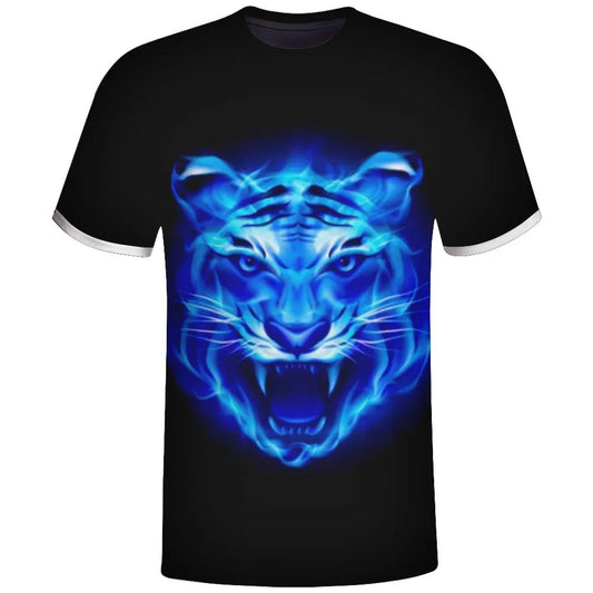 Blue Tiger Head Sublimation T-Shirt by Vimost Sportswear