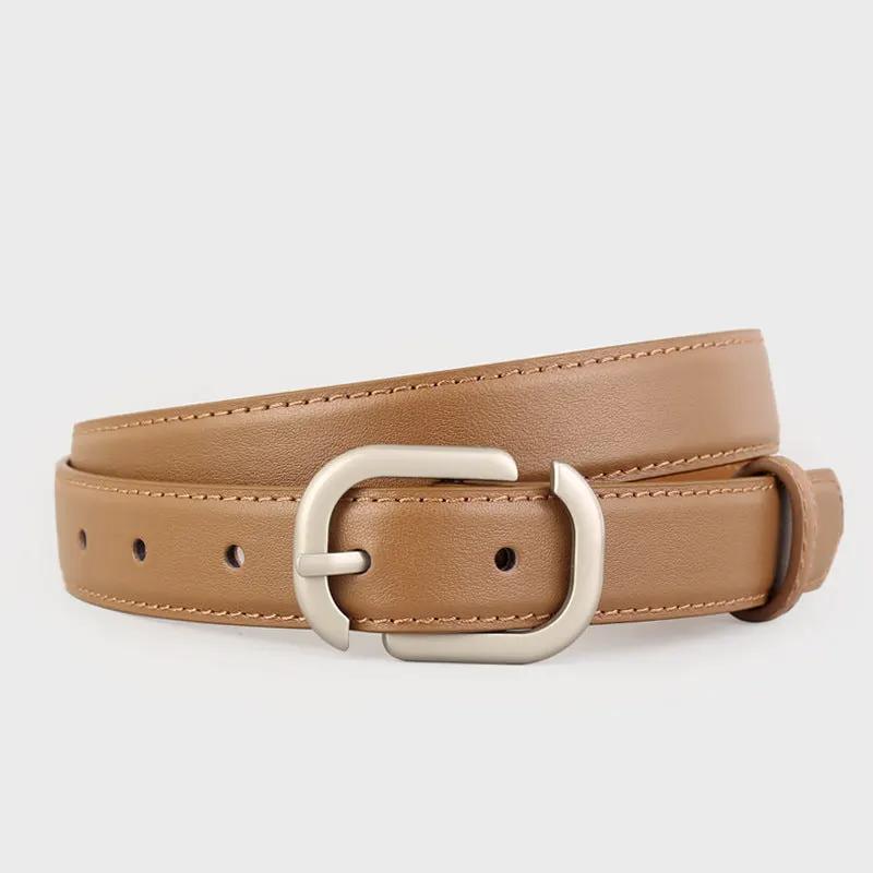 Leather Belt with Silver Buckle by Trendsi