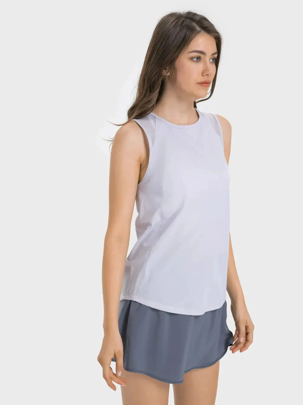 Millennia Cutout Back Round Neck Active Tank by Millennia