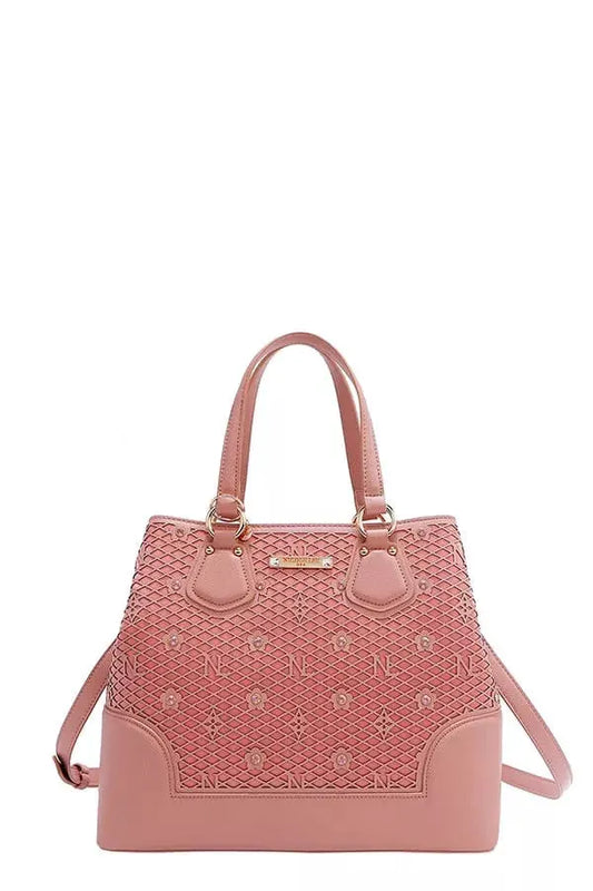 Nicole Lee USA Monogram Pattern Handbag with Rhinestones Decor by Nicole Lee USA