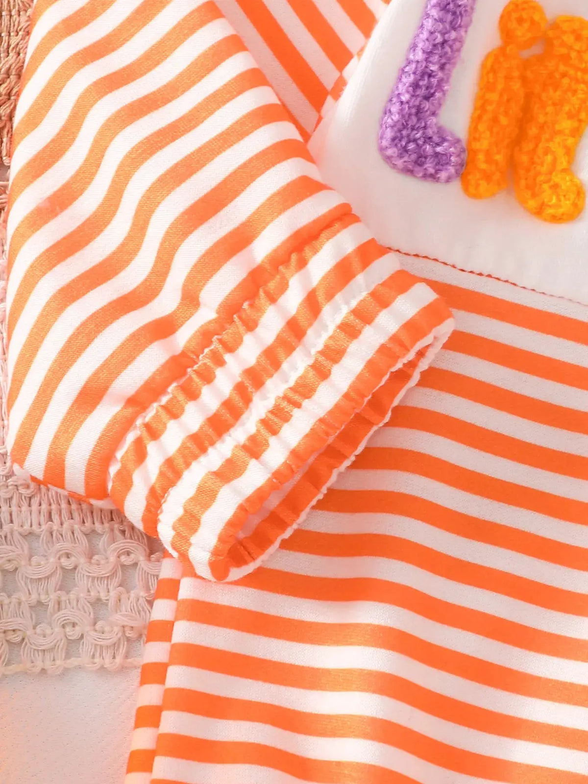 Children's Little Boo Halloween Striped Quarter-Zip Sweatshirt by Trendsi