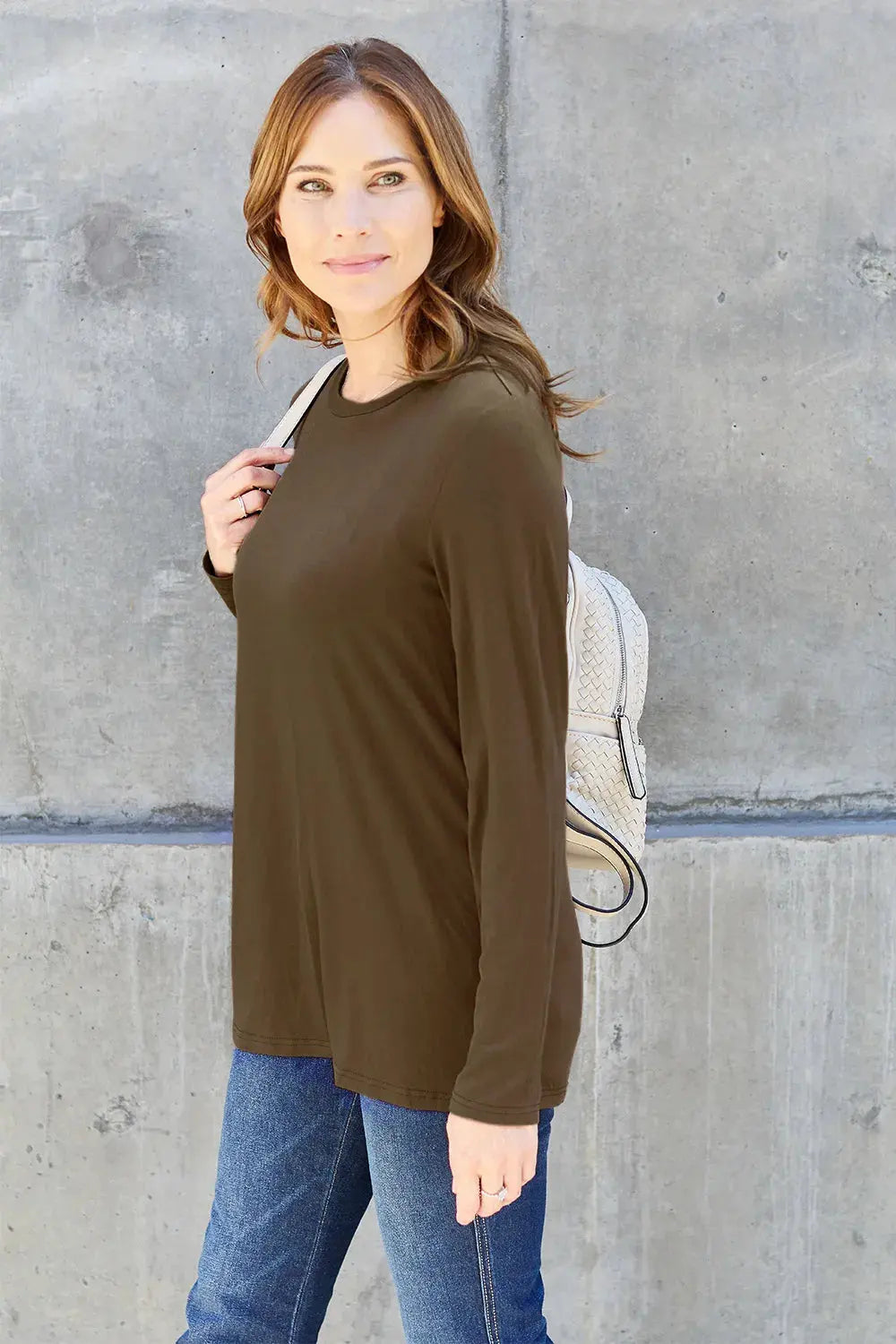 Basic Bae Full Size Round Neck Long Sleeve Top | Partner Labels Selection by Partner Label