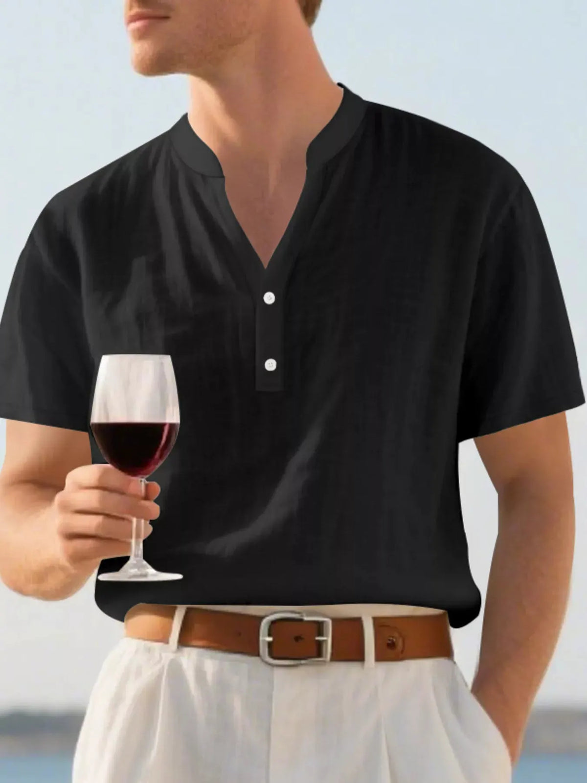 Men's Full Size Casual Linen Blend Short Sleeve Shirt Plus Size by Trendsi