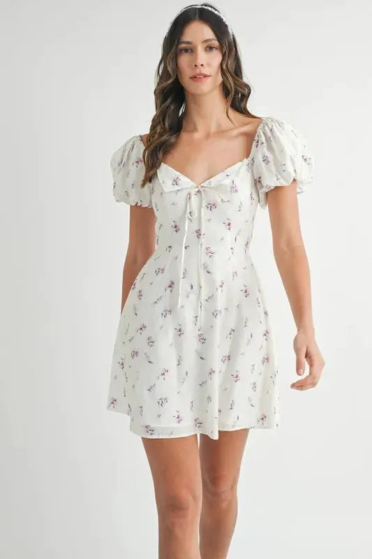 MABLE Floral Print Puff Sleeve Mini Dress by MABLE