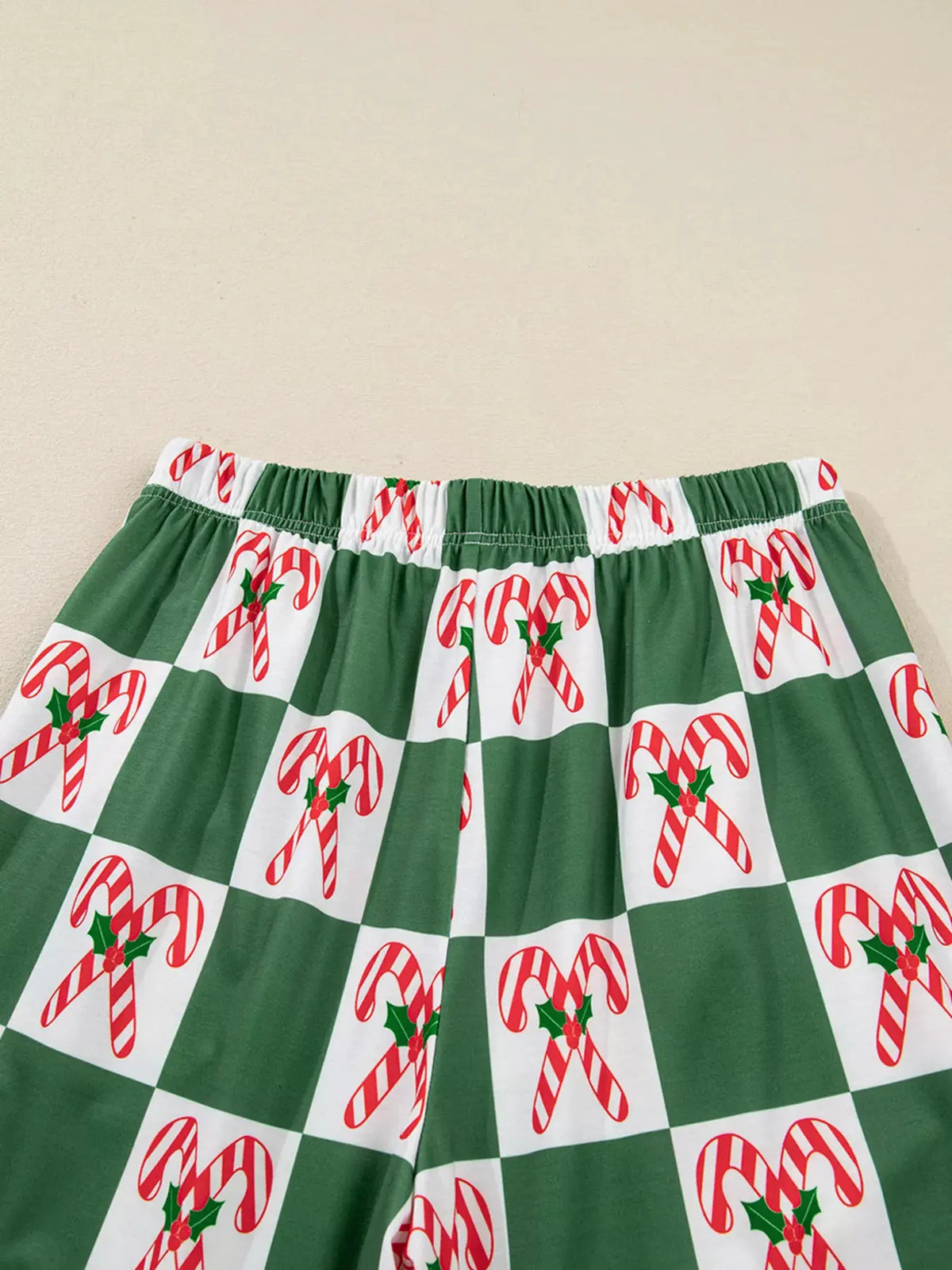 Candy Cane Checkered Pattern 2pcs Pajama Set by Partner Label