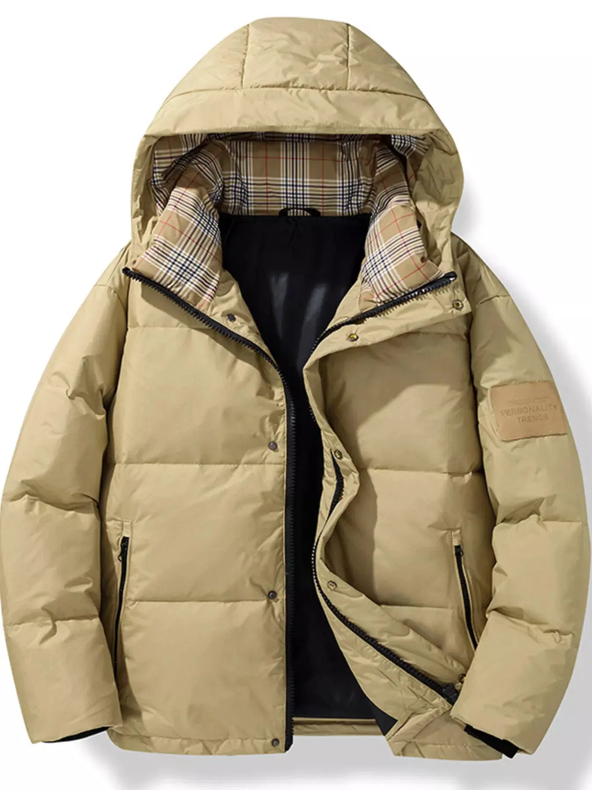 Men's Plus Size Warm Padded Hooded Down Puffer Jacket by Partner Label