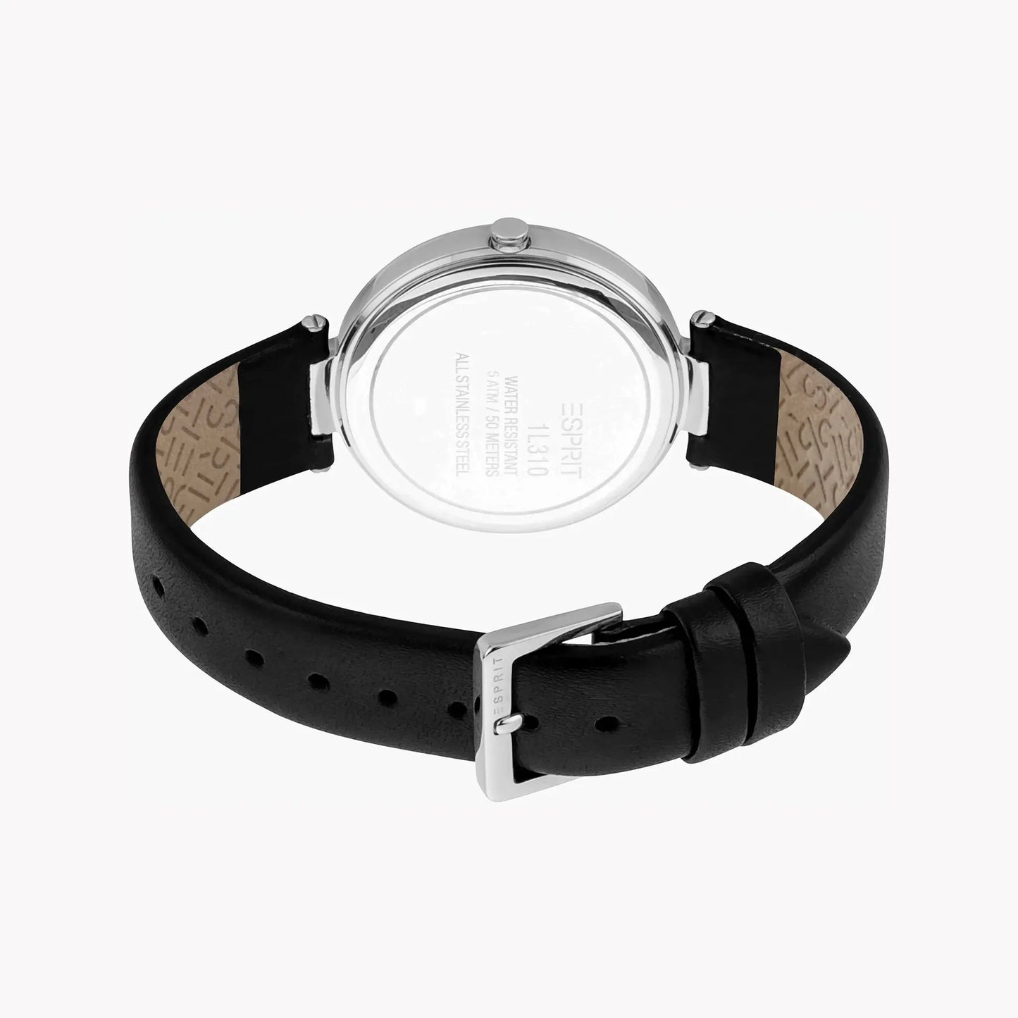 Esprit Women's Black Leather Watch, Silver Dial | Es1l186m0075 by ESPRIT