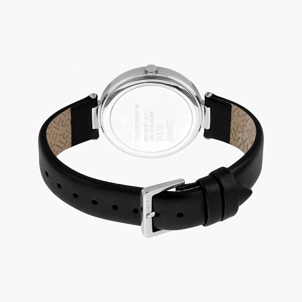 Esprit Women's Black Leather Watch, Silver Dial | Es1l186m0075 by ESPRIT