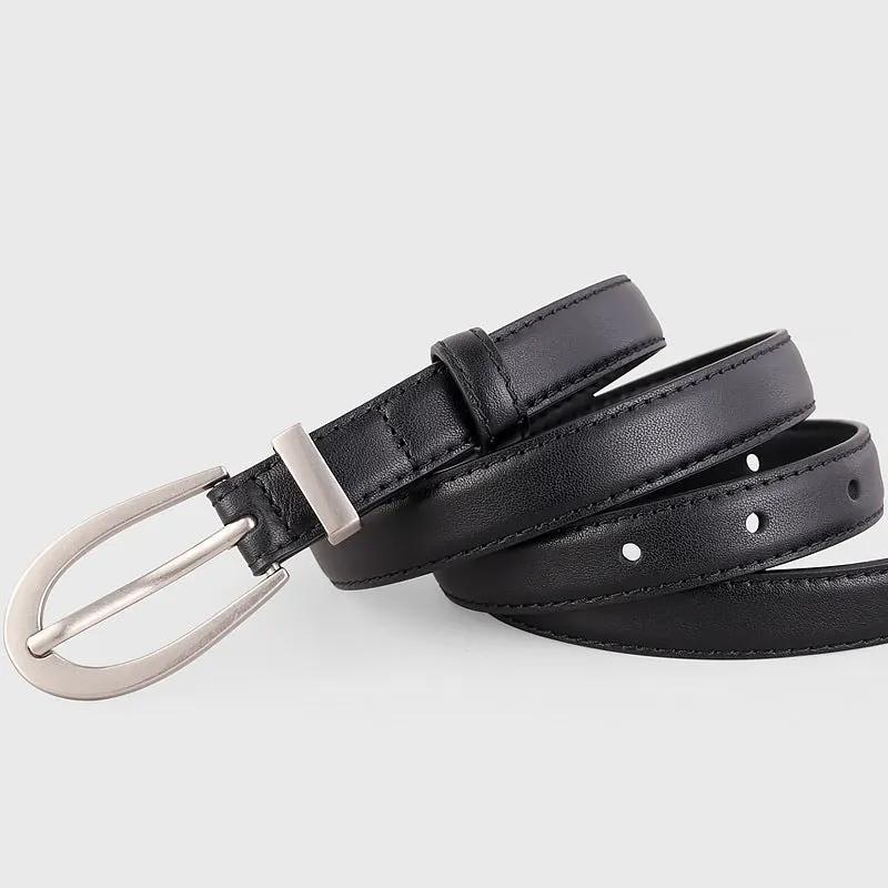 Leather Skinny Belt by Trendsi
