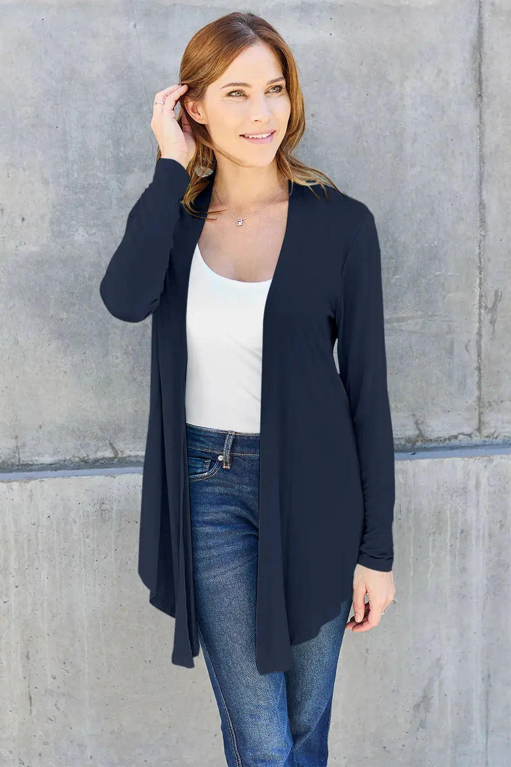 Basic Bae Full Size Open Front Long Sleeve Cardigan by Basic Bae
