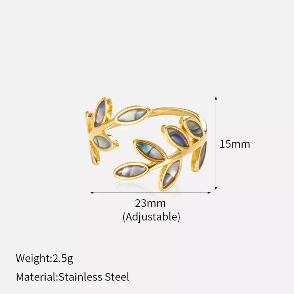 18K Gold-Plated Resin Leaf Bypass Ring by Partner Label