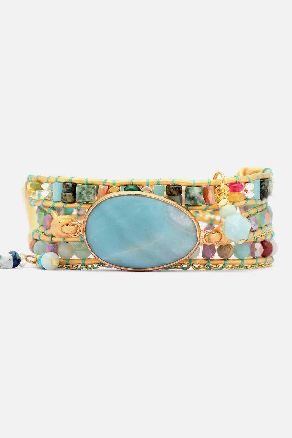 Handmade Natural Stone Beaded Triple Layer Bracelet by Partner Label