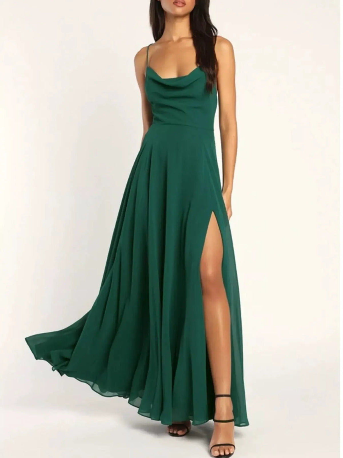 Slit Cowl Neck Maxi Dress by Partner Label