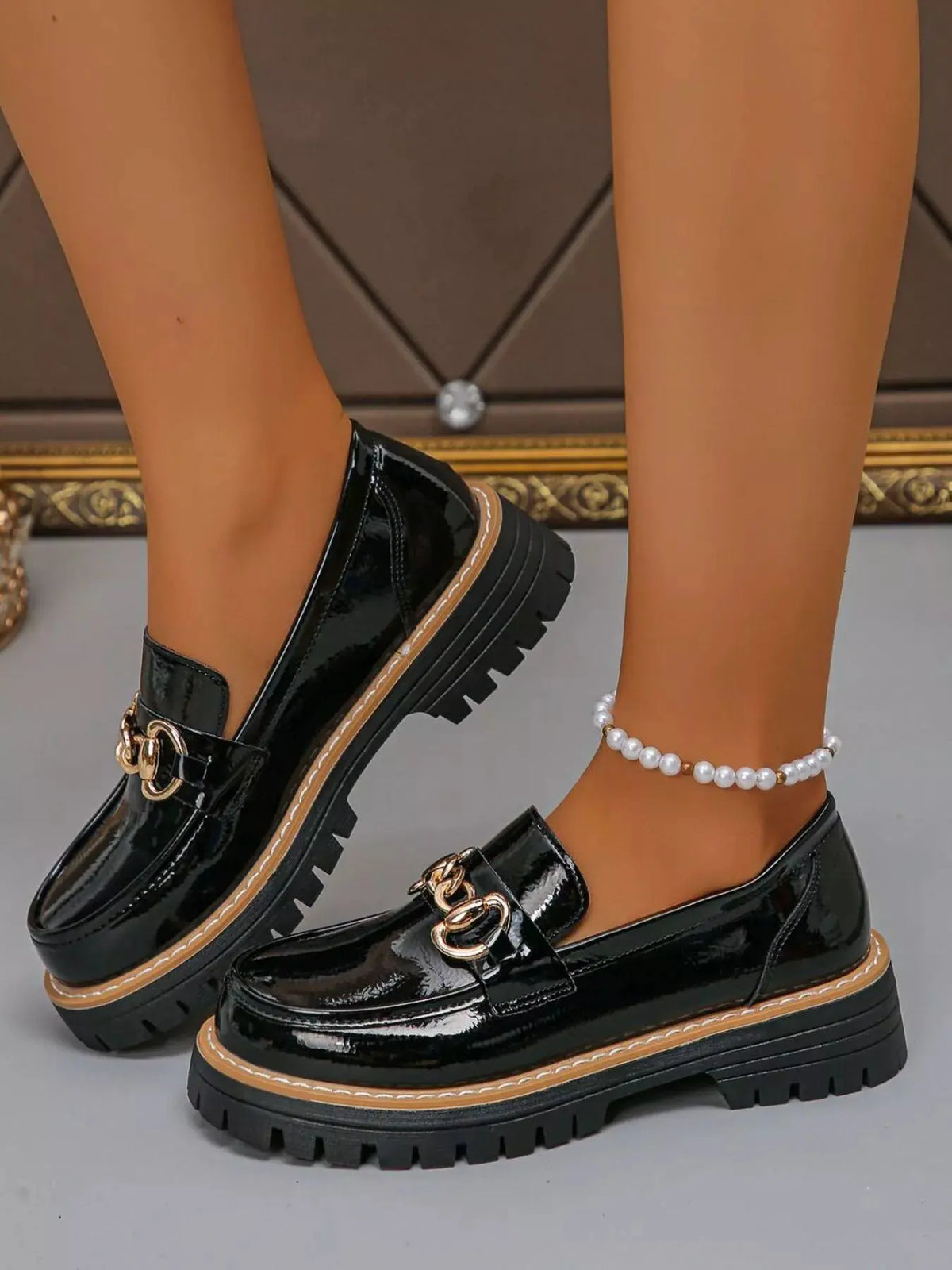 Round Toe Platform Loafers by Partner Label