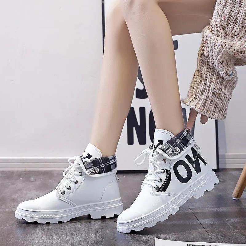 New All-match High-top Girls Canvas Short Boots Women's Shoes by Maiden-Art
