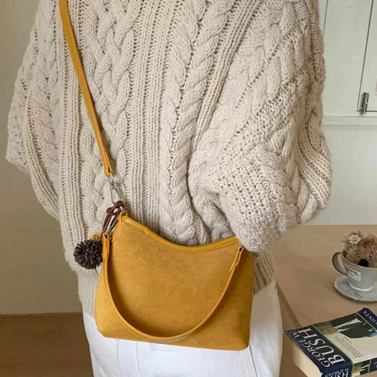 Suede Crossbody Bag with Adjustable Shoulder Strap by Partner Label