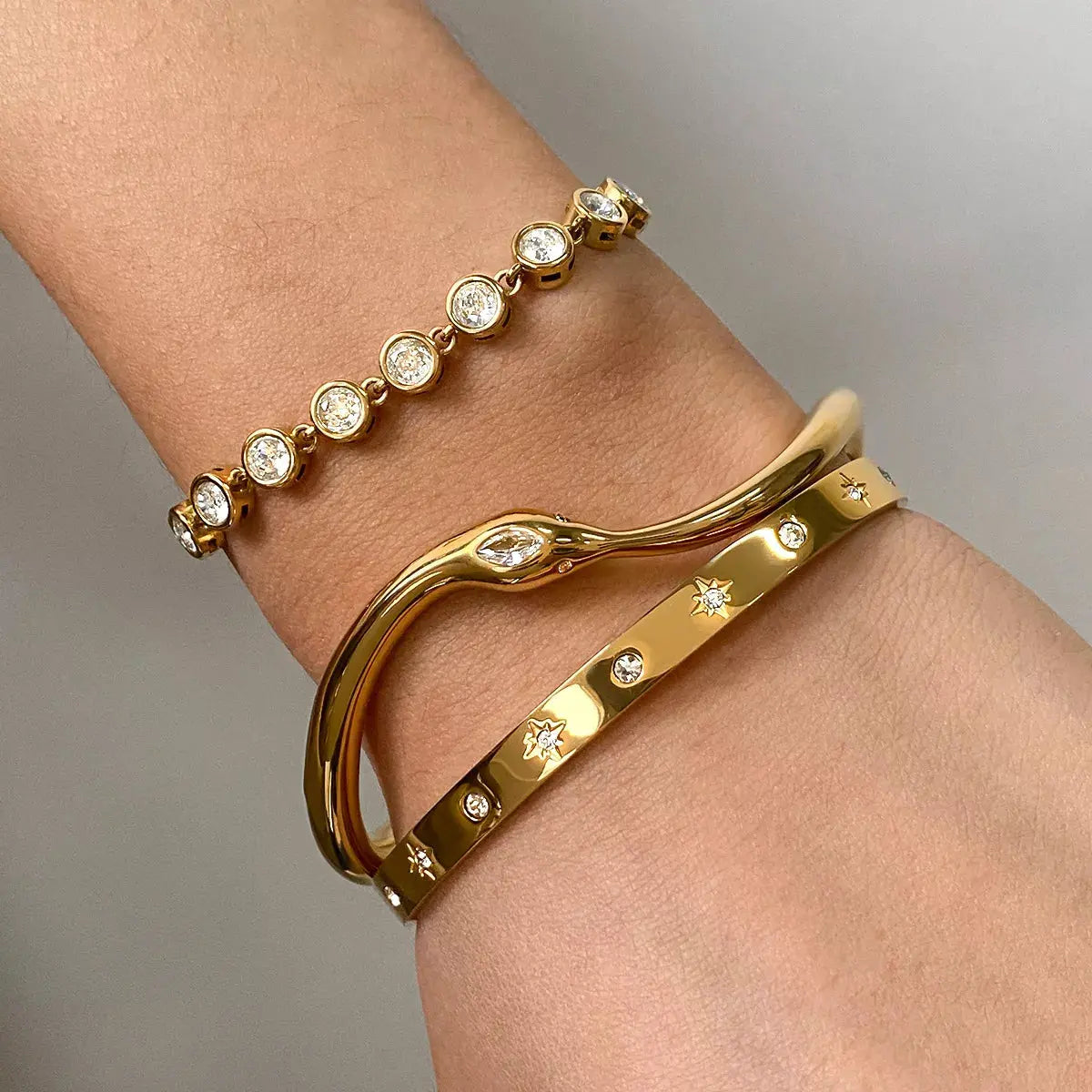 18K Gold-Plated Wave Bracelet by Partner Label