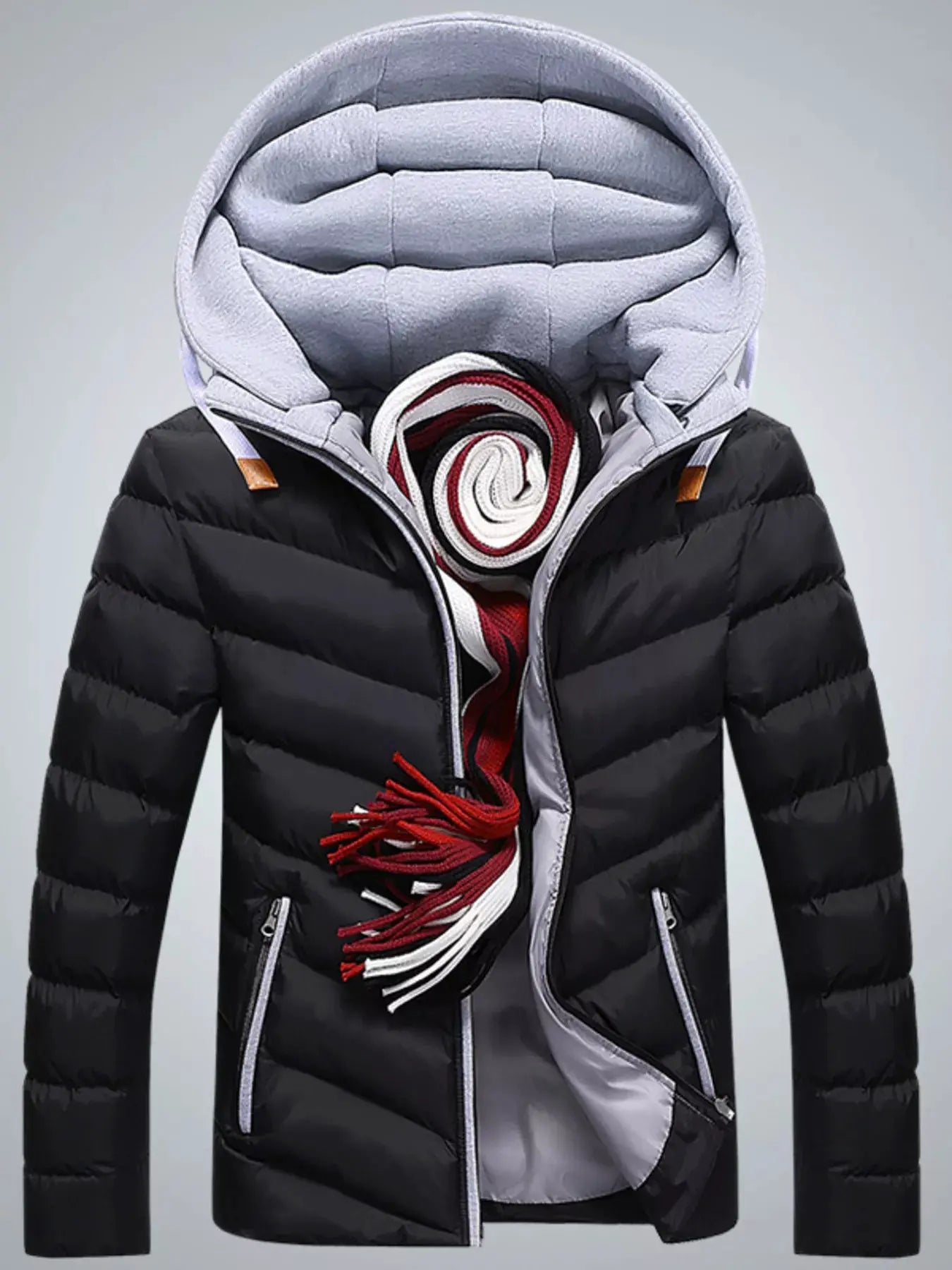 Men's Plus Size Zip Up Hooded Padded Puffer Jacket by Partner Label