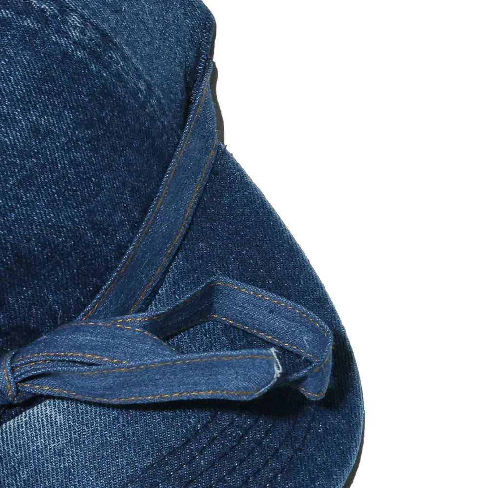 Washed Bow Denim Baseball Cap by Partner Label