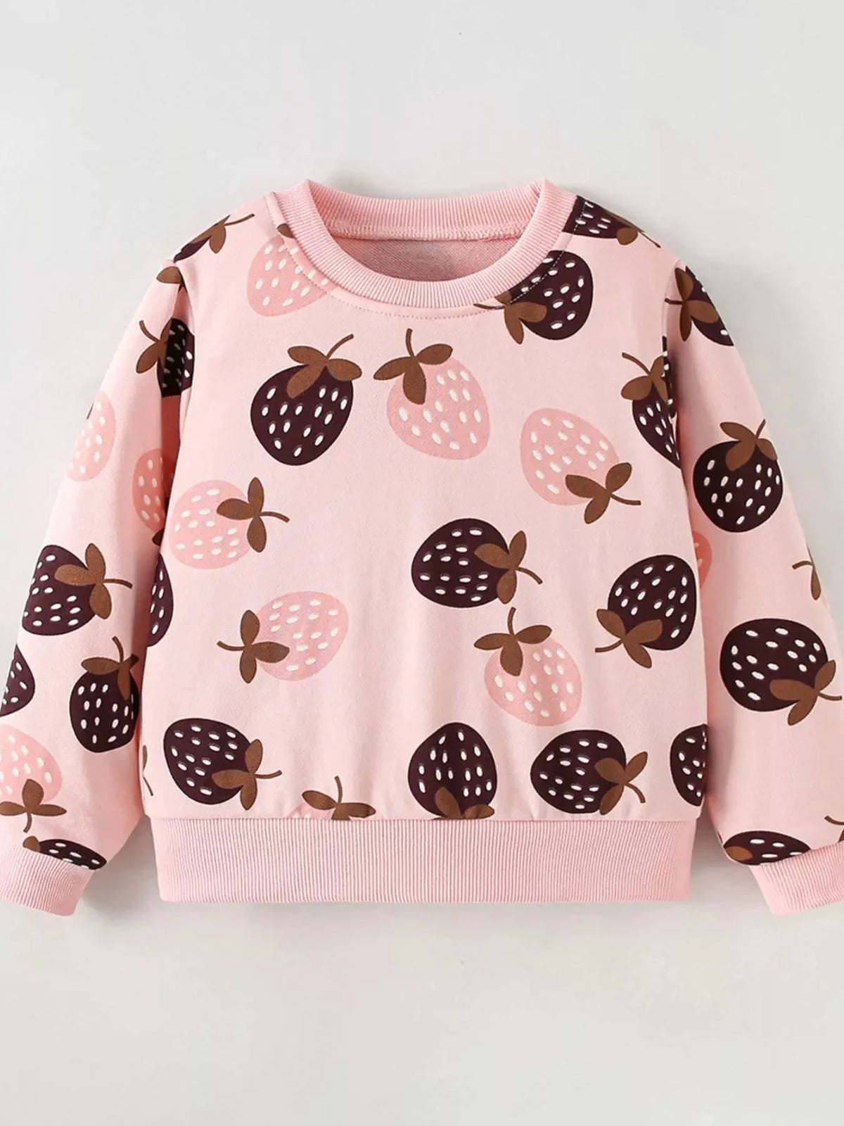 Children's Strawberry Print Crew Neck Sweatshirt by Trendsi