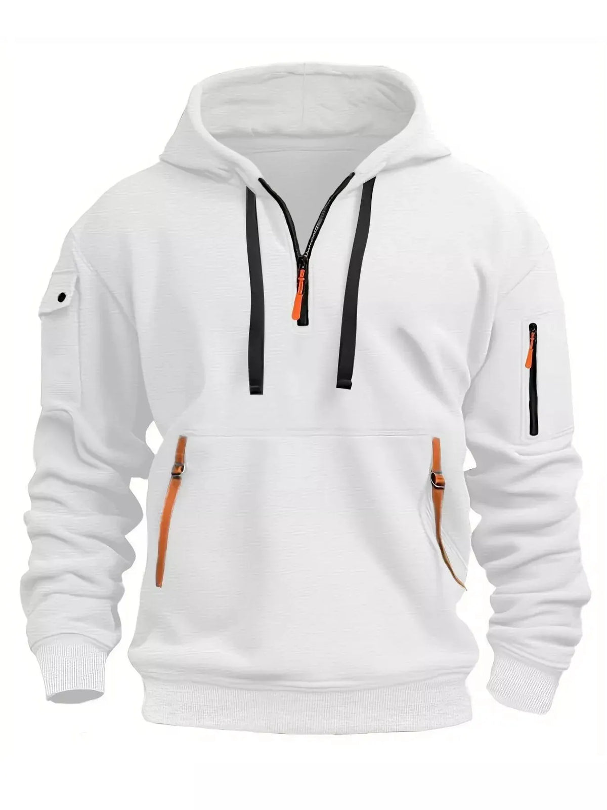 Men's Full Size Drawstring Half-Zip Pocket Hoodie Plus Size by Trendsi