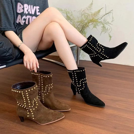 Point Toe Kitten Heels Boots by Partner Label