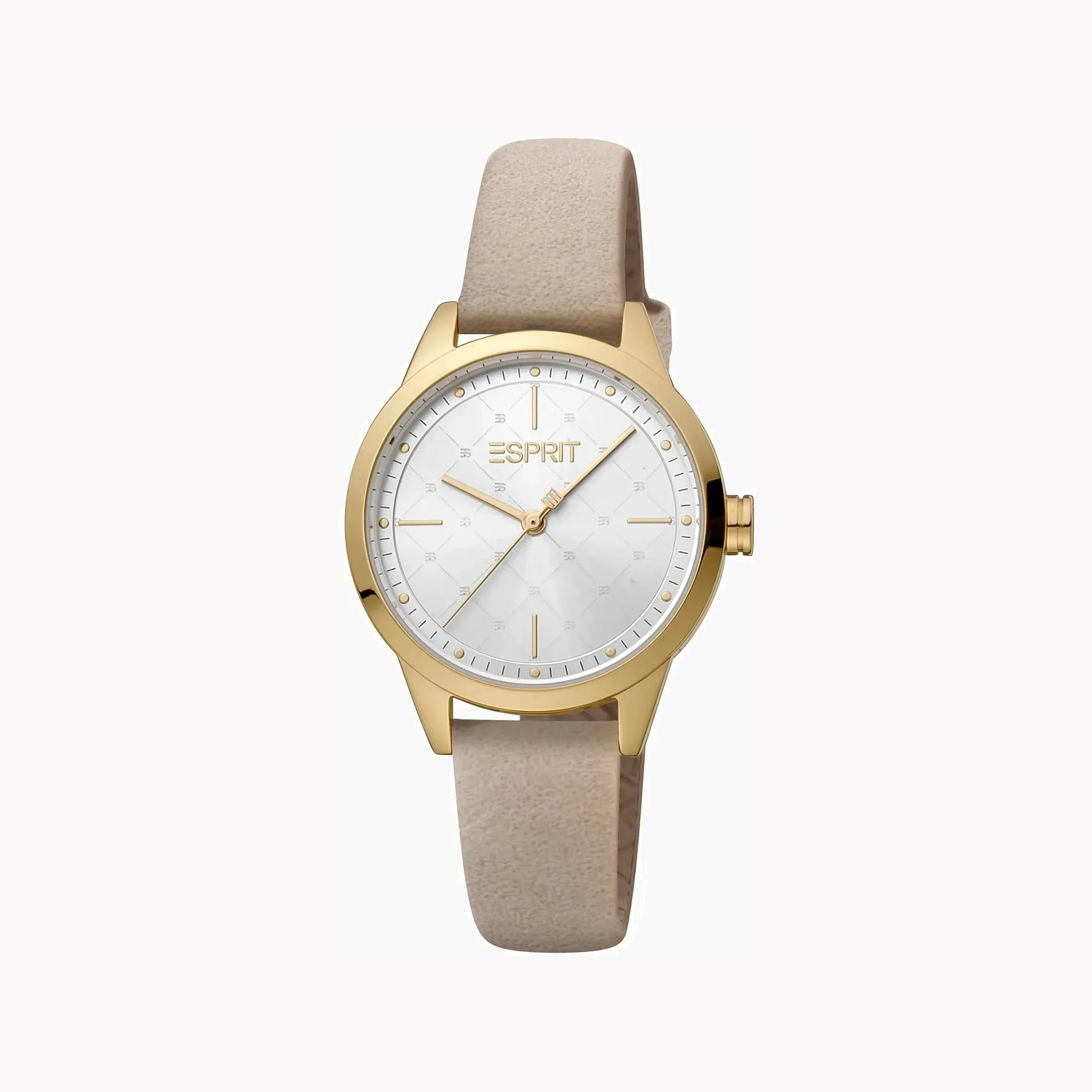Esprit Women's Beige Faux Leather Watch, Silver Dial | Es1l207m0045 by ESPRIT