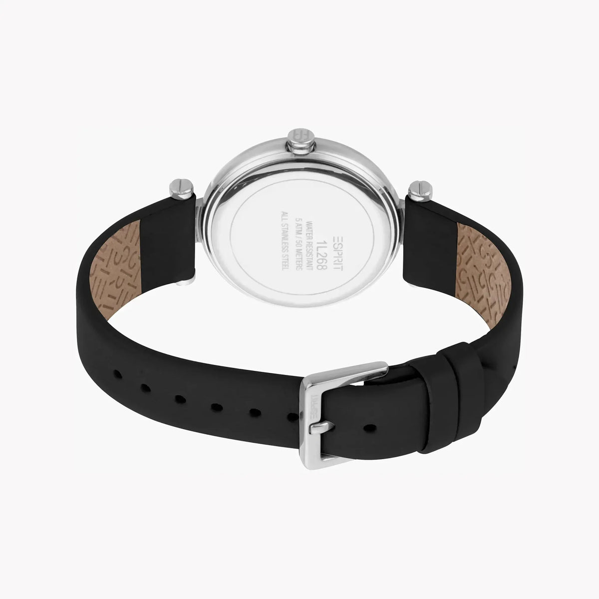 Esprit Women's Black Leather Watch, Silver Dial | Es1l143m0015 by ESPRIT