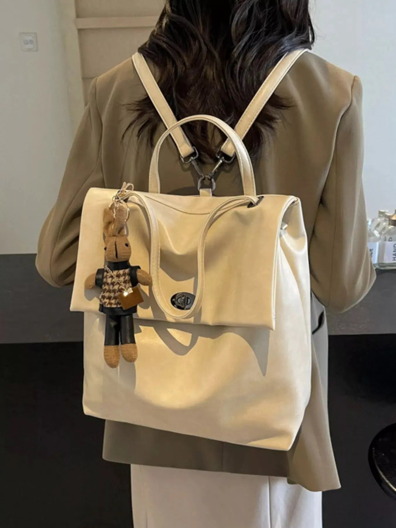 Leather Flap Backpack Bag by Partner Label