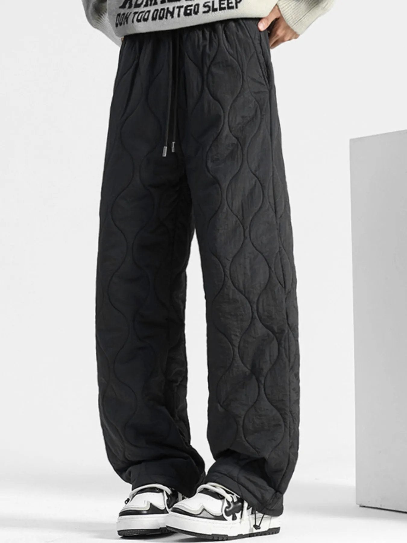 Men's Plus Size Quilted Loose-Fit Pants by Partner Label