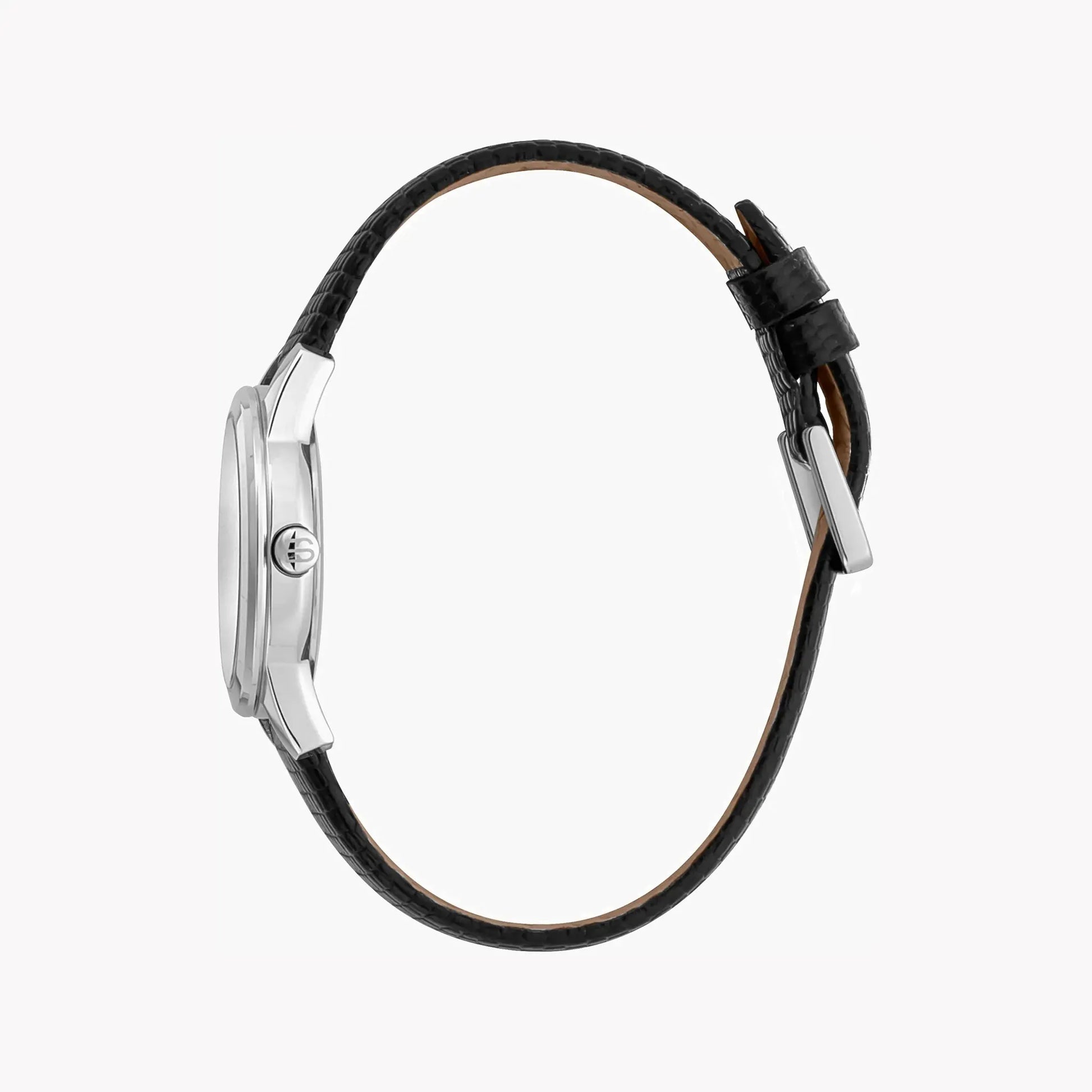 Esprit Women's Black Leather Watch, Silver Dial | ES1L239L1015 by ESPRIT