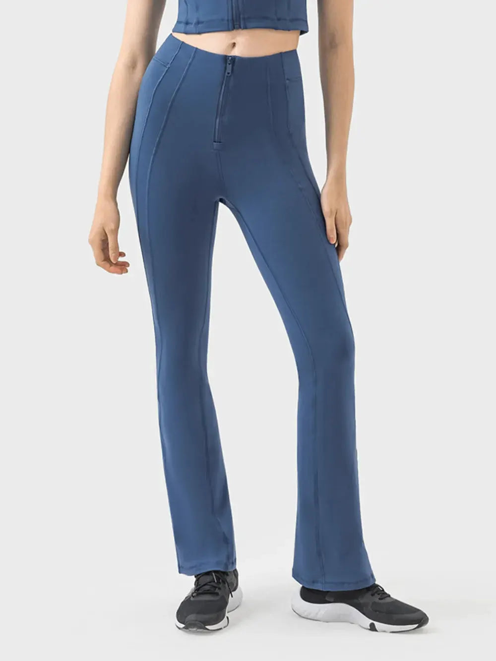 Millennia Zipper Detail High Waist Active Pants by Millennia