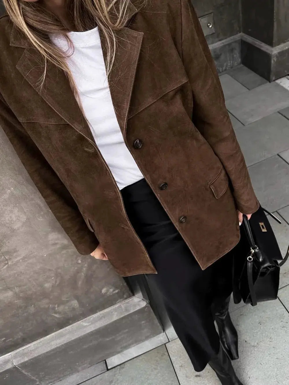 Lapel Collar Button Up Jacket by Partner Label