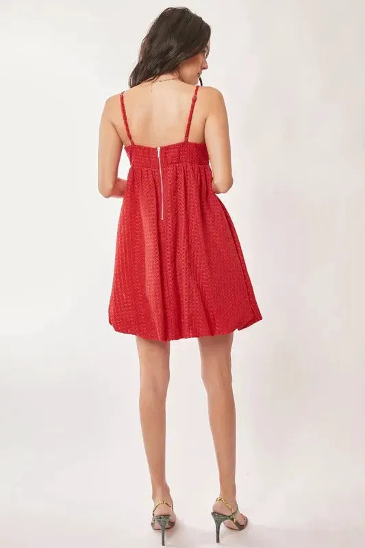 Davi & Dani Textured Sweetheart Neckline Bubble Hem Dress by Davi & Dani