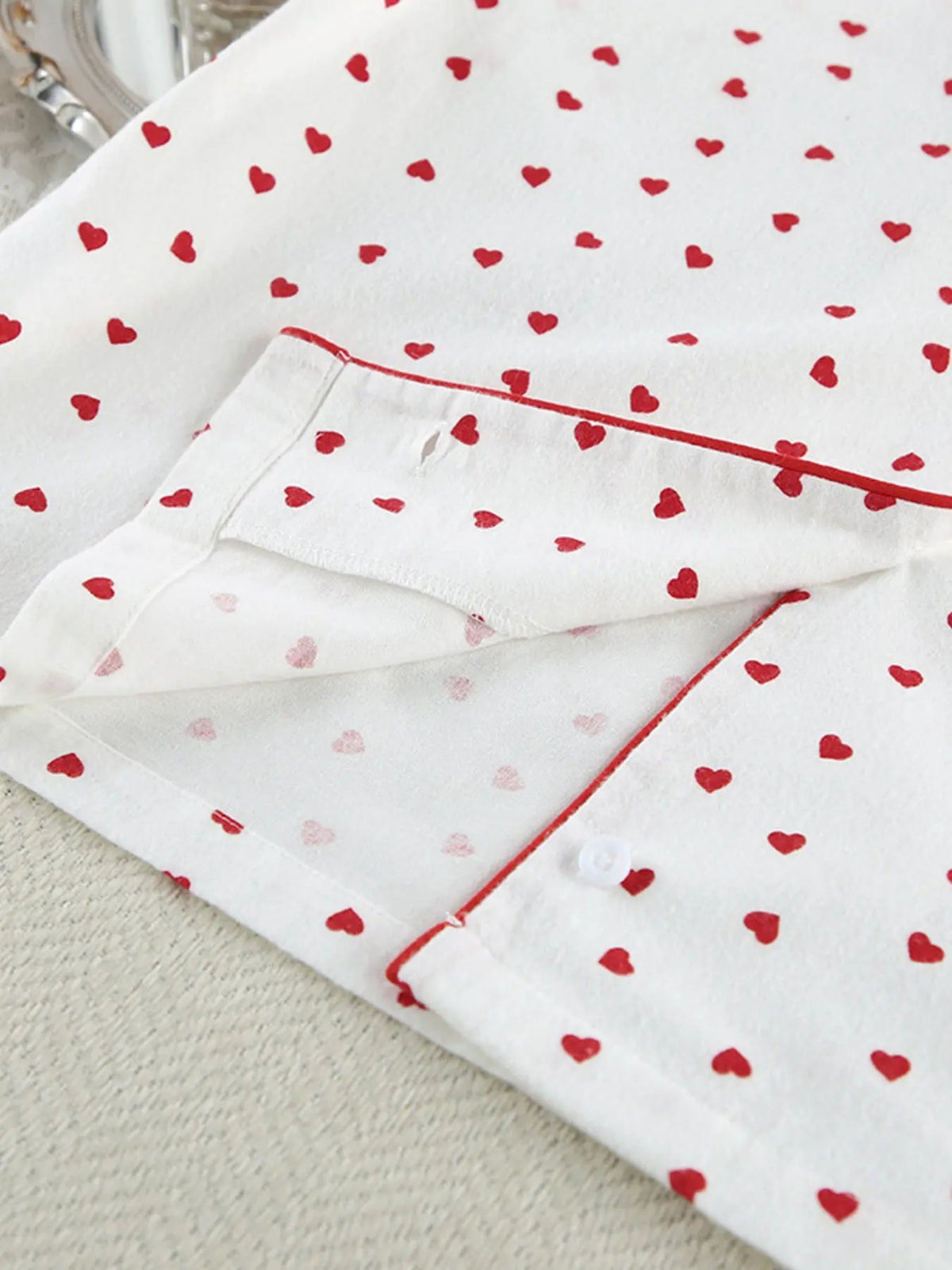 Heart Print Long Sleeve Top and Pants Lounge Set by Partner Label