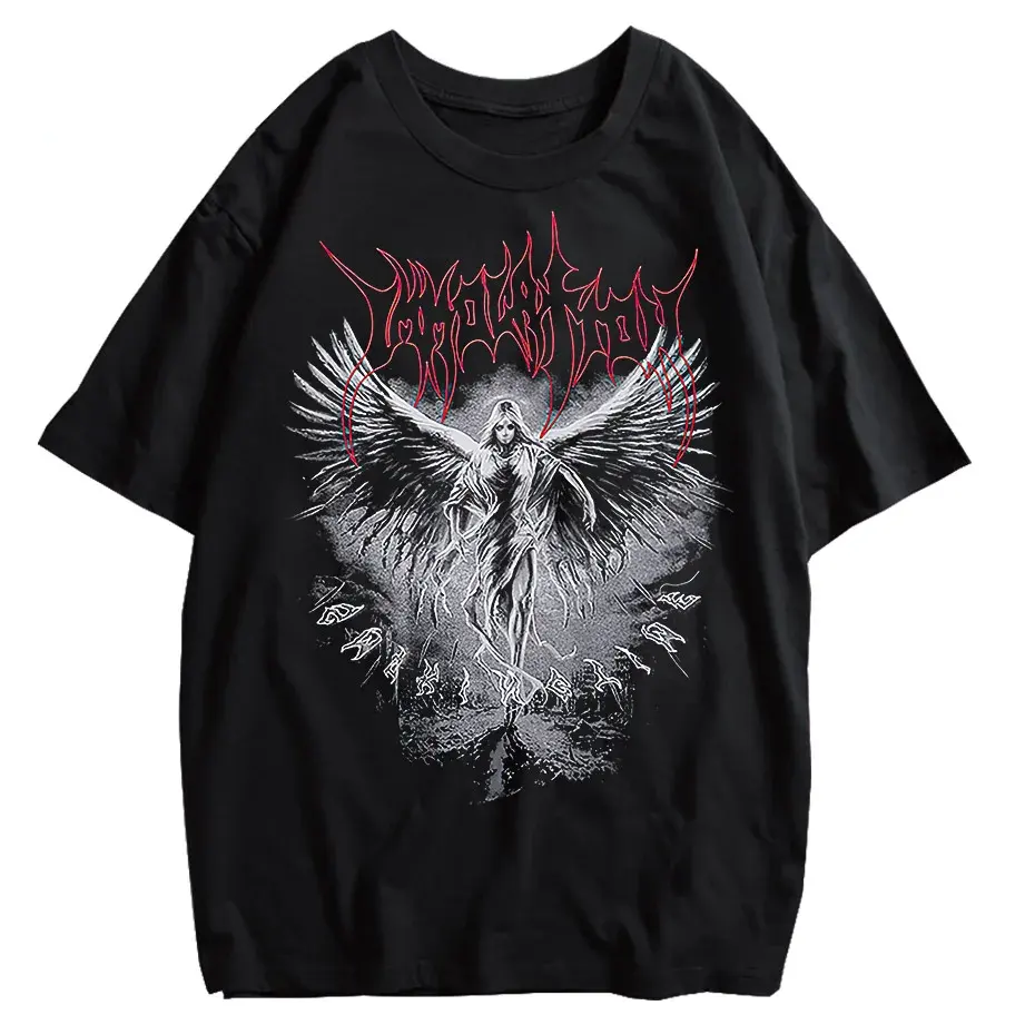 Y2k Gothic Punk Style Men T Shirt Clothes Harajuku Oversized T-shirt Top Tee High Street Hipster Summer Streetwear Anime Clothes by Vimost Shop