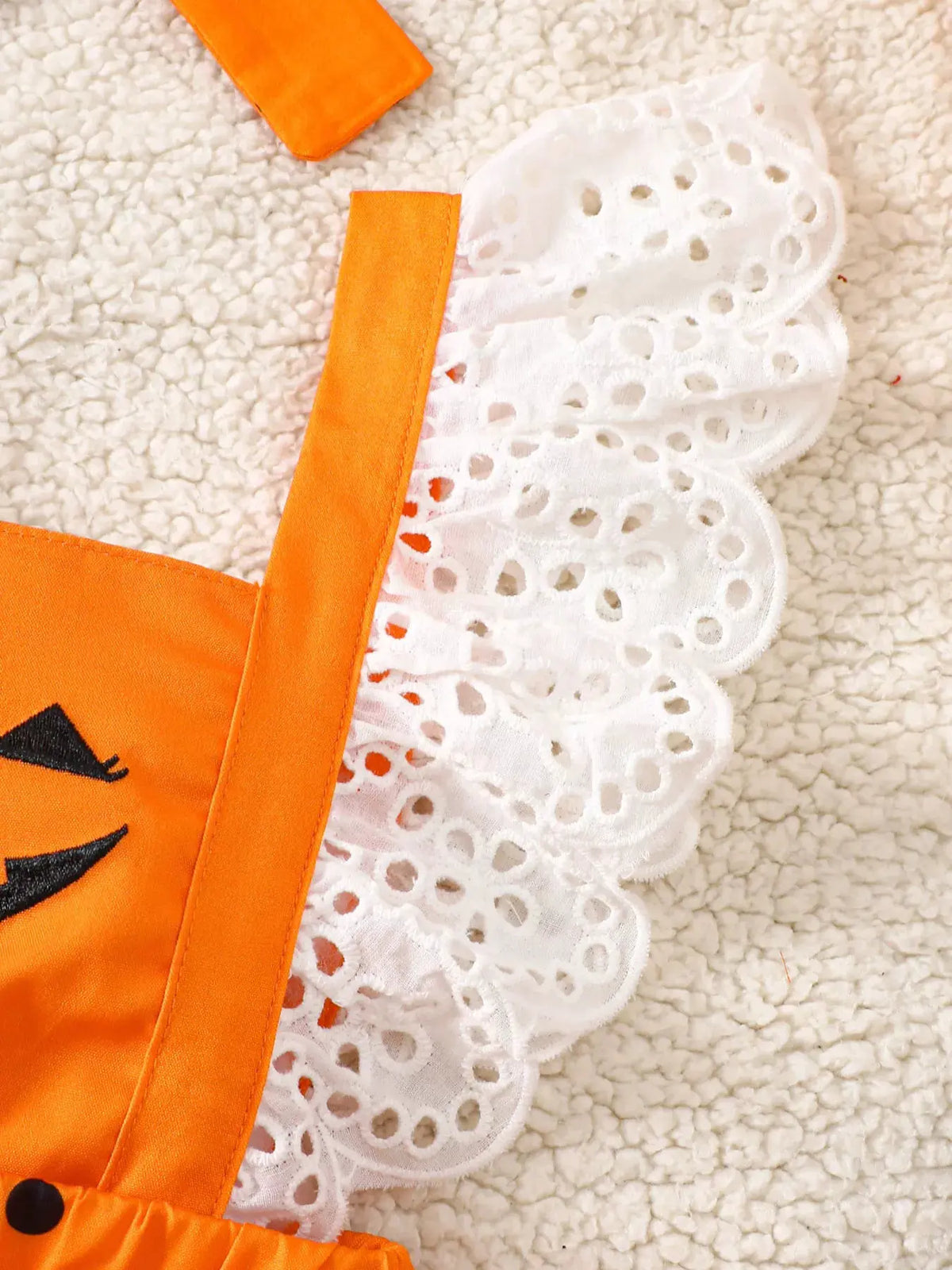 Children's Halloween Pumpkin Polka Dot Bodysuit and Headband Set by Trendsi