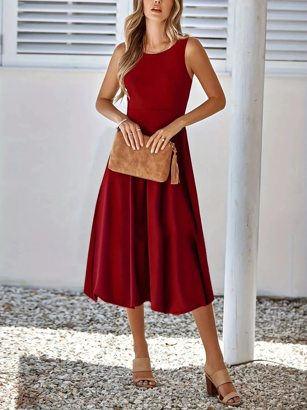 Sleeveless A-Line Midi Dress by Partner Label