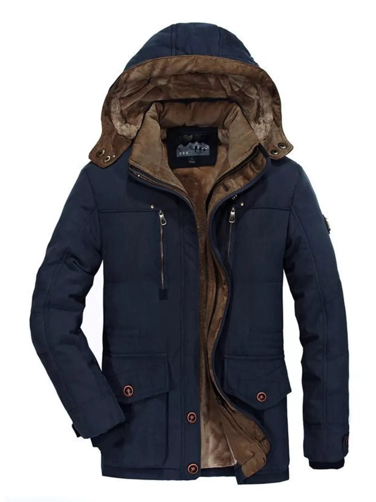 Men's Plus Size Winter Warm Hooded Parka Coat by Partner Label