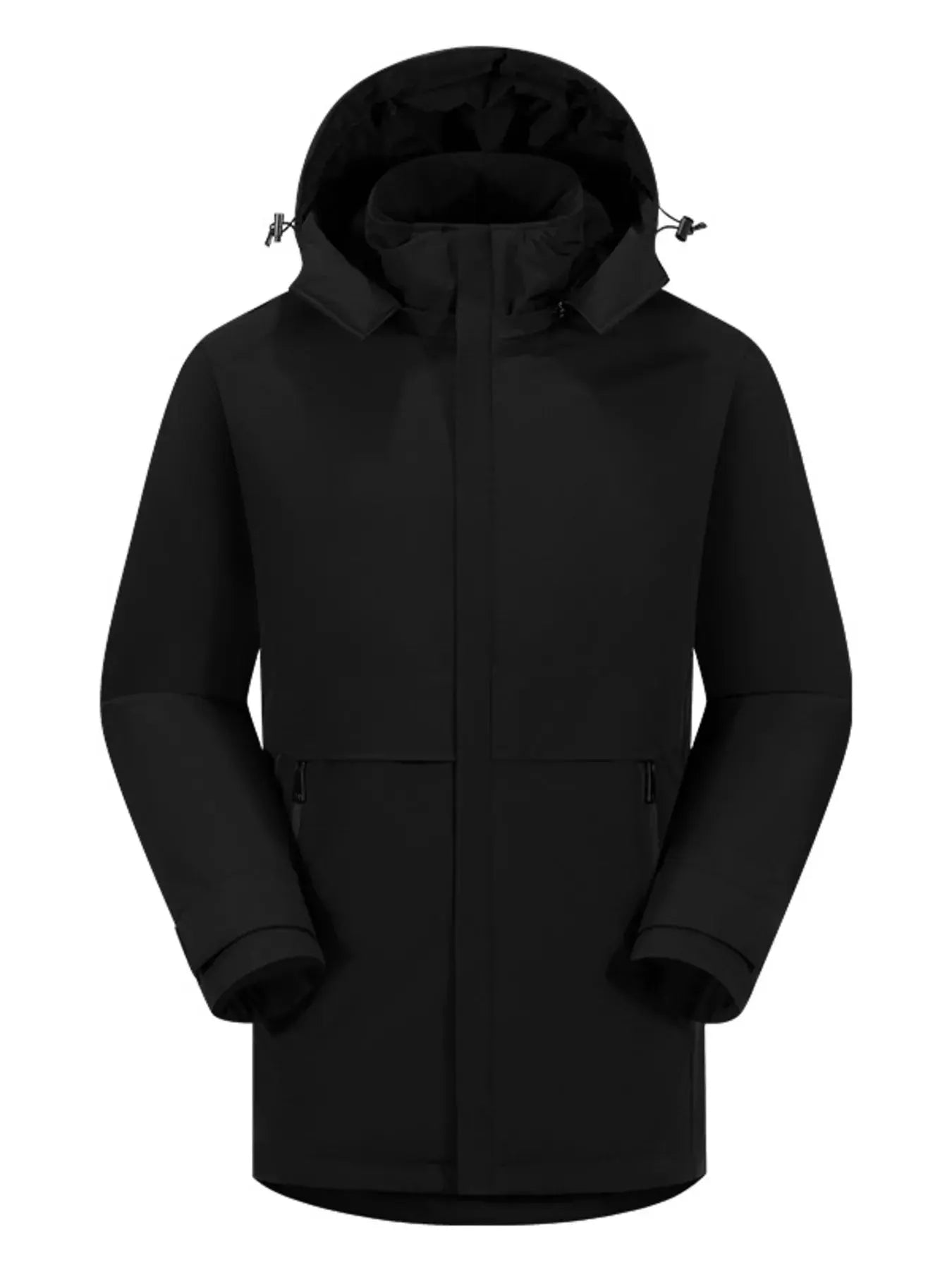 Men's Full Size Windproof Hooded Longline Jacket Plus Size by Partner Label