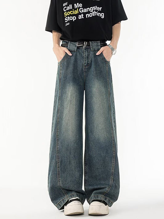 Men's Full Size Wide Leg Vintage Wash Jeans Plus Size by Partner Label