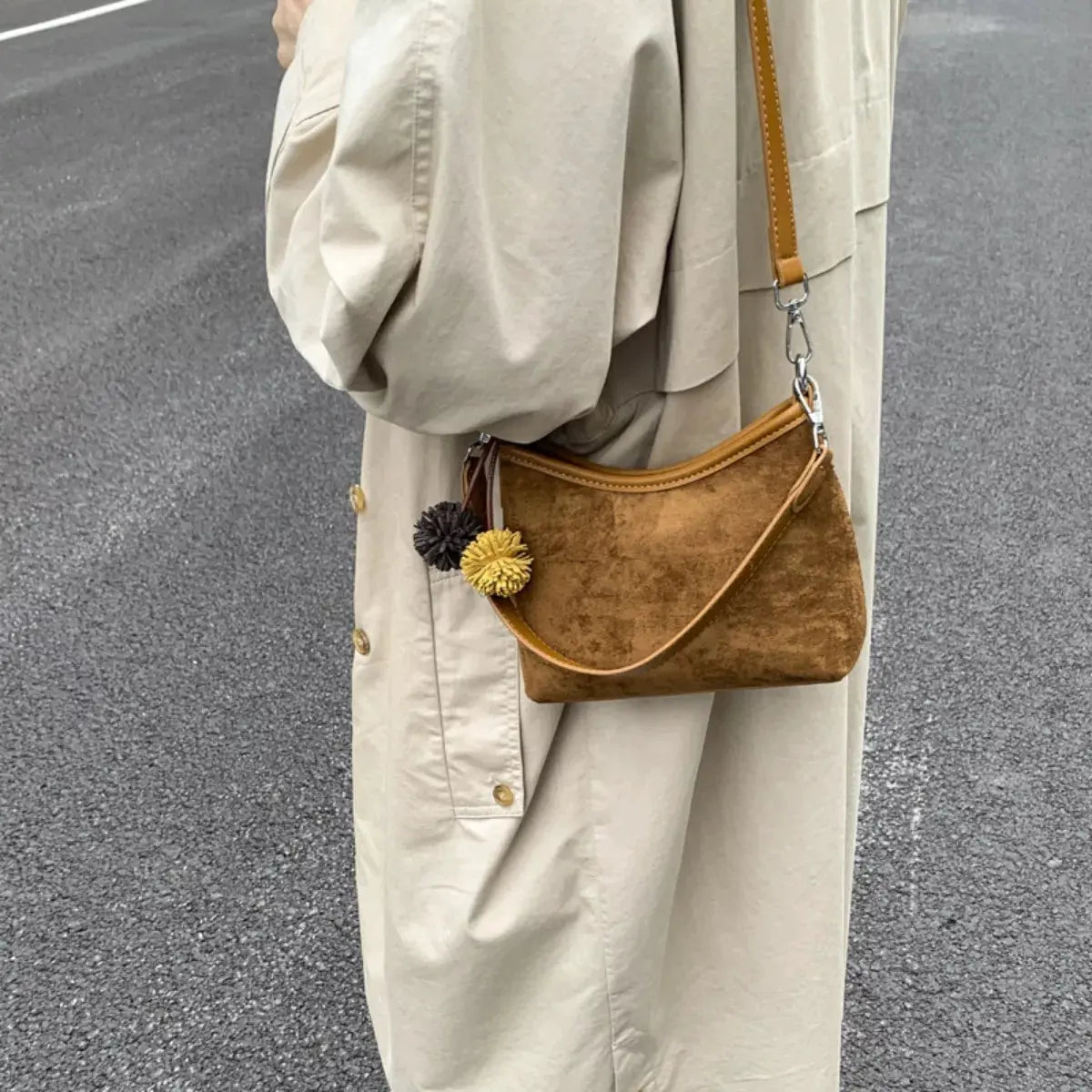 Suede Crossbody Bag with Adjustable Shoulder Strap by Partner Label